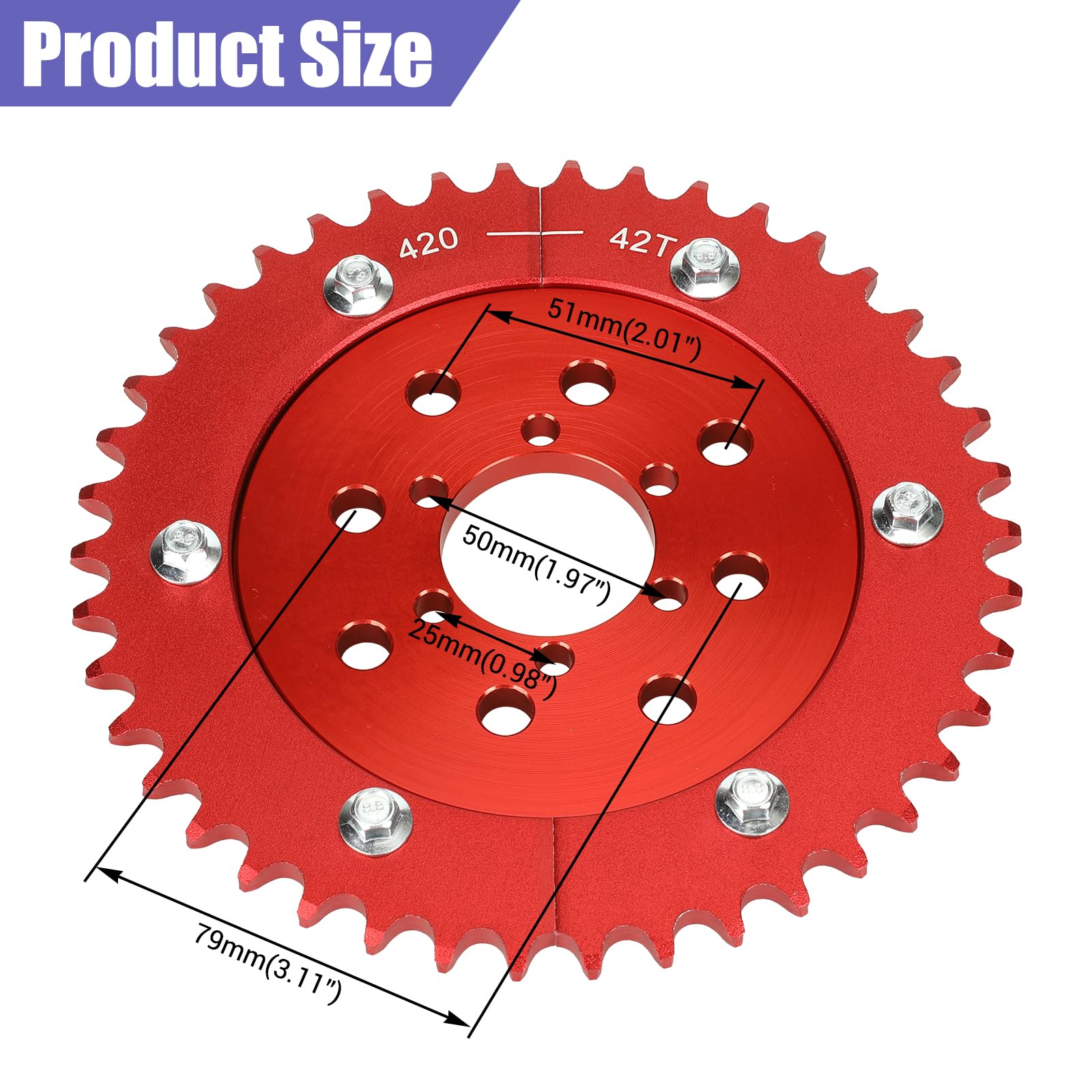 Mini Bike 420 Pignone 42 denti Go Kart Split Pignone Hub Compatibile con Coleman BT200X CT200U CT200U-EX Baja Warrior Massimo MB200 Predator 212cc 200cc 196cc 6.5hp Mini Bike Parts
