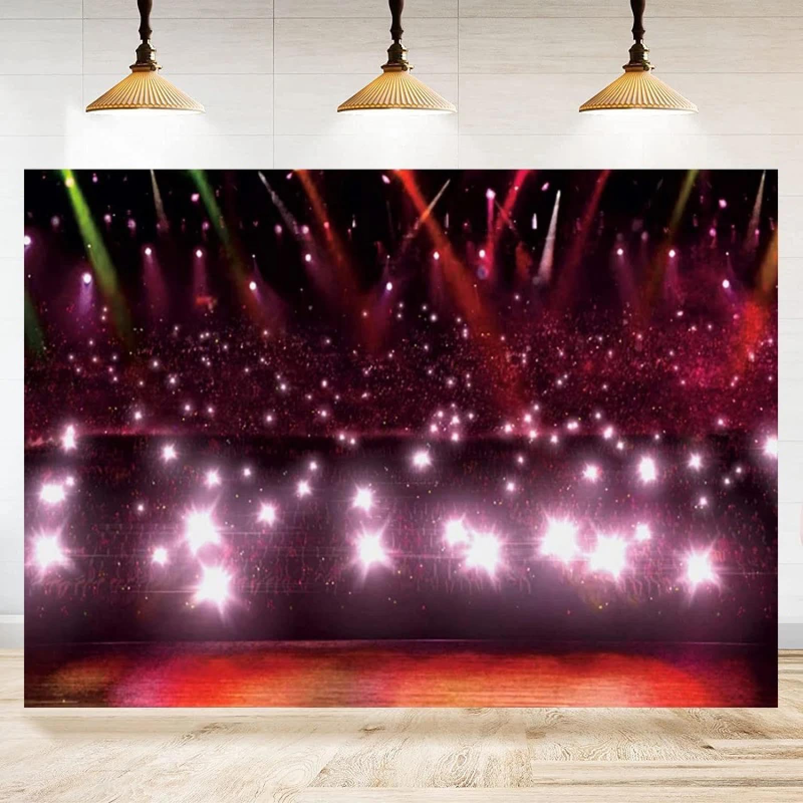 Fotografia Sfondo Spotlight Palco Concerto Riflettori Rosso Rosa Sfondo Poster Tende Musica Adulto Ritratto Photo Booth 440x300CM