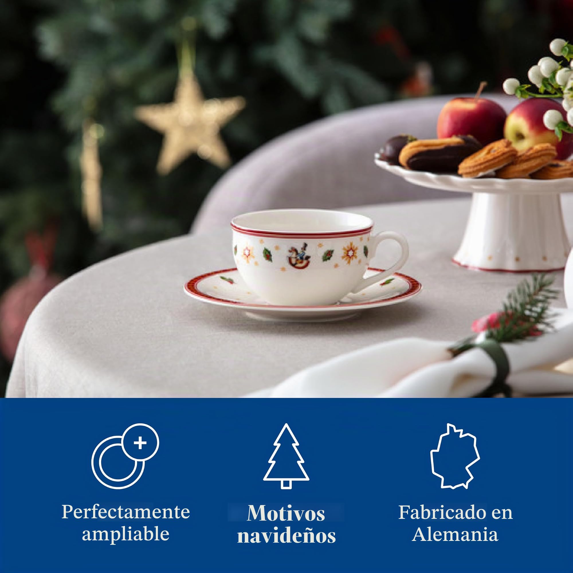Villeroy & Boch – Toy's Delight Specials, plato para taza, ideal para tazas de café, plato pequeño de porcelana, vajilla navideña, plato para dulces, 16,7 cm Ø, apto para lavavajillas y microondas