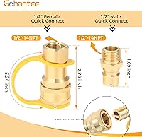 Vista 2 de Kit de conexión rápida de gas de 1/2", conector de desconexión con enchufe de inserción macho, adaptador de conexión rápida de gas natural y propano