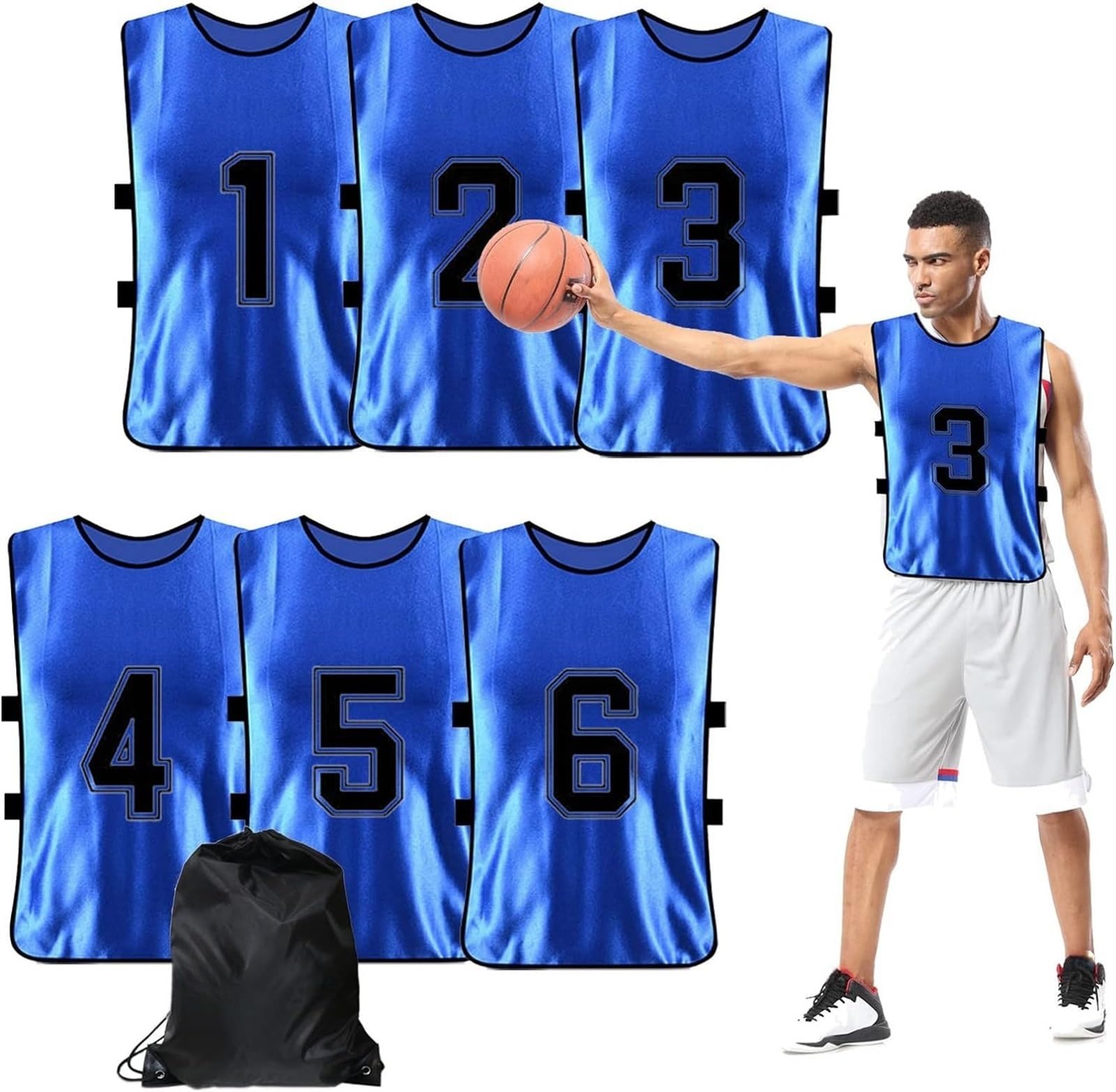 THE WHITE SHOP Numbered Soccer Pennies, Scrimmage Vest Sports Pinnies, Team Practice Pinnies, Soccer Bibs Training Vest for Adult Youth (Color : BLUE)