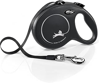 Flexi New Classic Tape Black Large 5m Retractable Dog Leash/