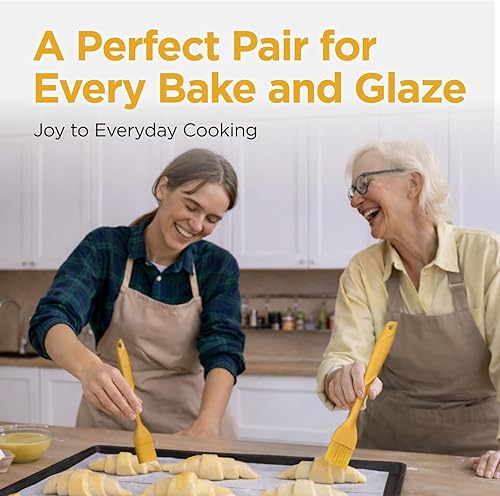 Miniatura 7 de Kitchen Mama WaltzGrip Platinum Cepillo de silicona para rociar pastelería: Juego de 2 utensilios de silicona resistentes al calor para cocinar,