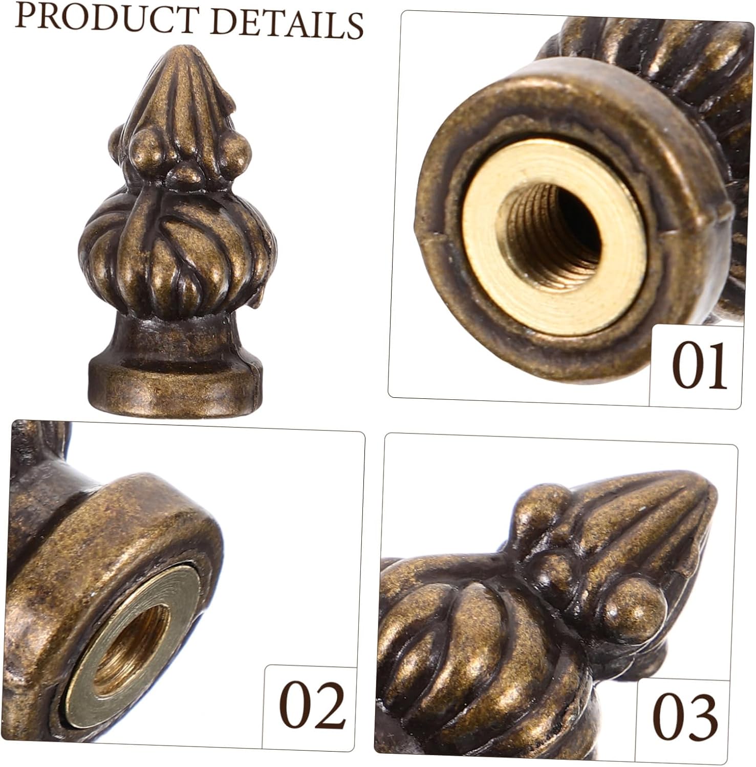 DOITOOL Retro Pineapple Table Lamp Finials 2pcs Metal Lamp Shade Caps Decorative Knobs Suitable for Home Decor and DIY Lighting Projects