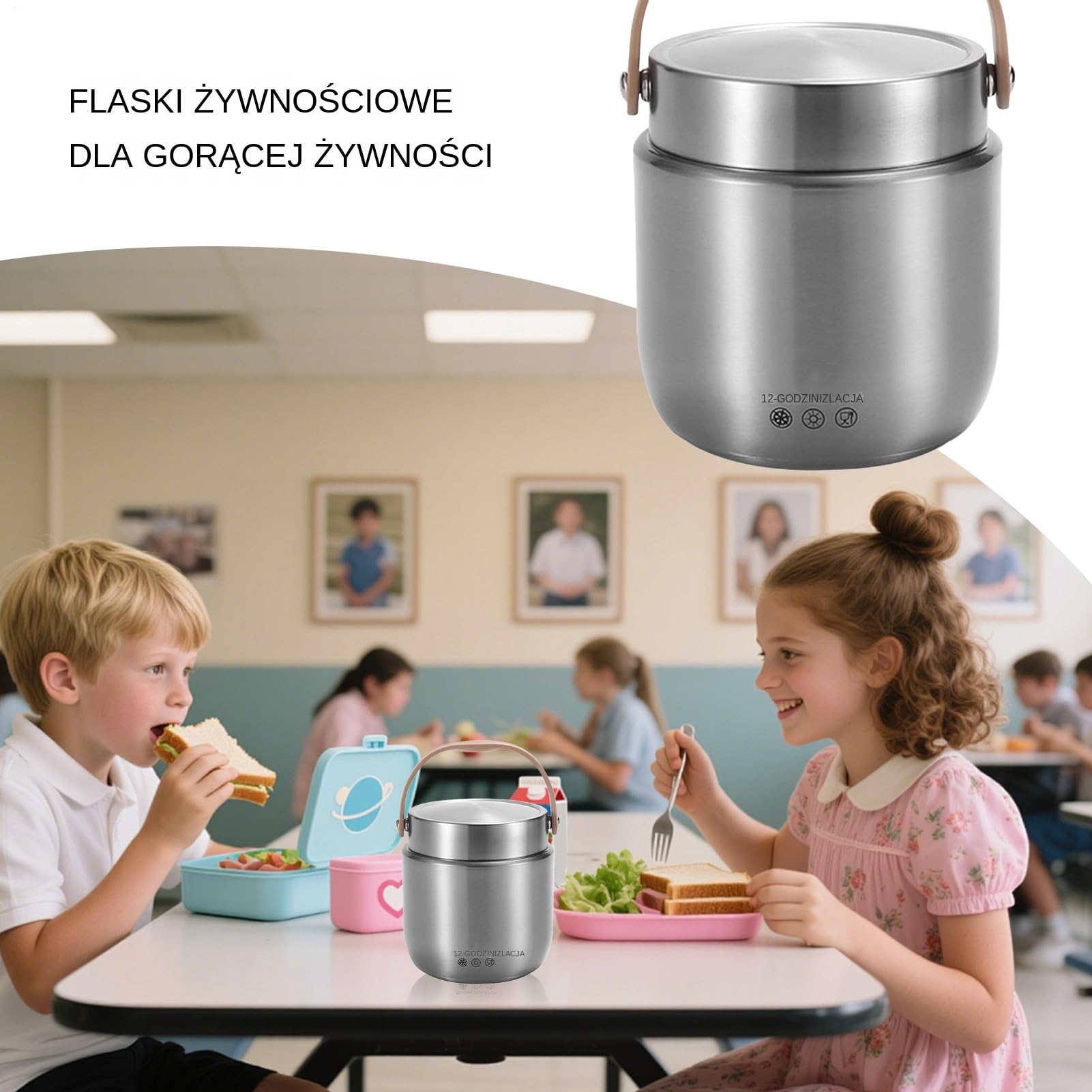 Izolowany Próżniowy Słoik na Żywność,Próżniowo Zamknięty Termoizolowany Pojemnik do Przechowywania Żywności z Uchwytem do Przenoszenia | 1200ml Pojemnik na Zupę Termiczny Szkoły Podróży Pracy Biuro