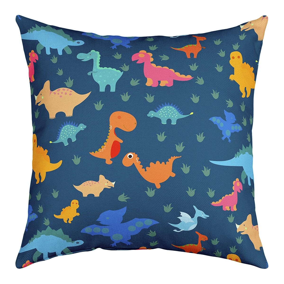 Costruzione Federa 60 X 60 Cm Per Bambini Cartoon Dinosauri Set Di 2 Federe Per Cuscino Per Ragazzo Attrezzature, Camion, Copertura Per Cuscino, Costruzione Di Veicoli Kawaii Jungle Dino - 6