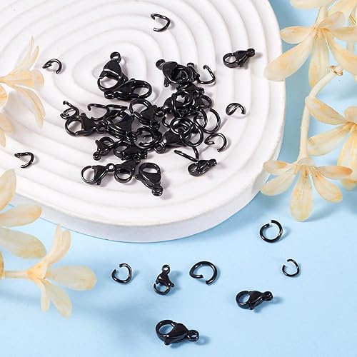 Vista 146 de Pandahall - 100 cierres de pinza de langosta de acero inoxidable, joyería de oro real de 24 quilates, cierre de langosta de 2 colores, cierre