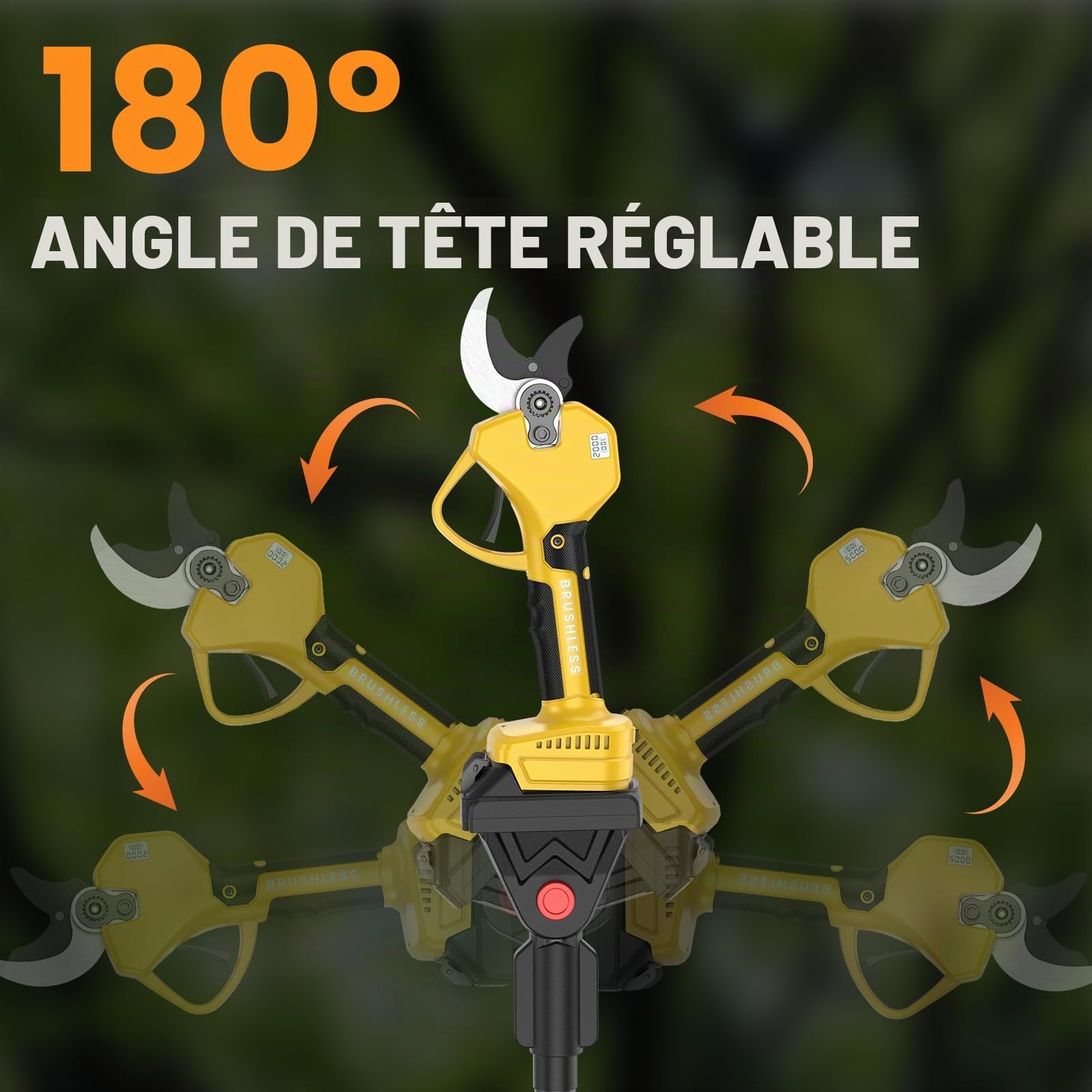 Perche Télescopique pour Sécateur électrique, 2.2 M Telescopic Extension Pole pour Mini tronçonneuse, convient aux batteries avec interface Makita, Compatible avec les outils de la marque MuatCtarom