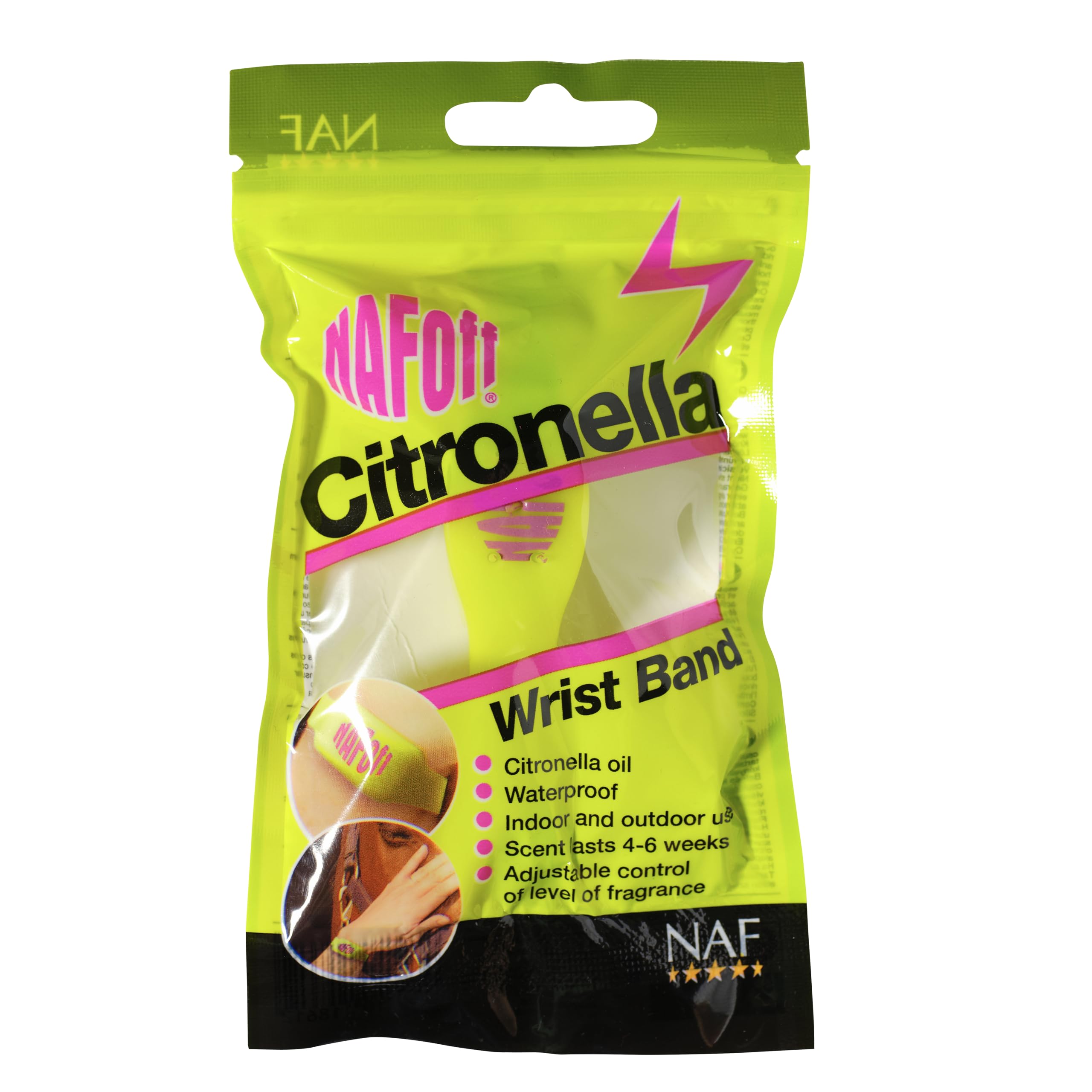NAF Off Citronella Wrist Band – Long-Lasting Citronella Scented Band for Riders – Ideal for Outdoor Riding, Yard Work & Travel – Reusable & Adjustable Insect Repellent Wristband