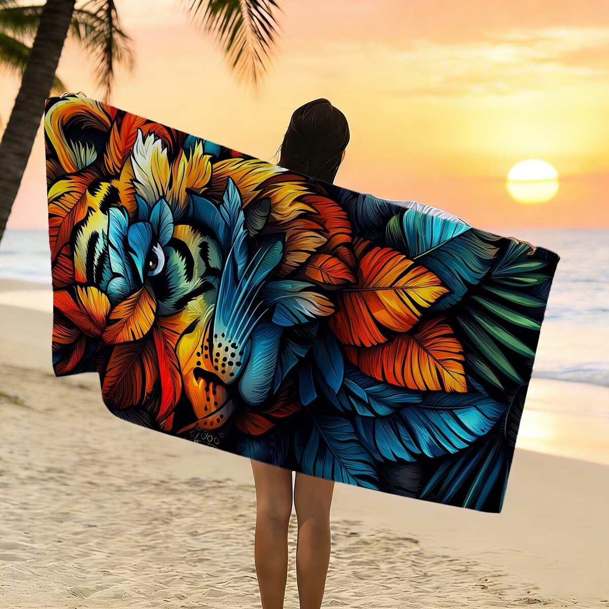 Telo Mare Microfibra, Telo Mare Grande 100x200cm 2 Pezzi, Asciugamano Palestra Donna Asciugatura Rapida, Antisabbia Asciugamano Microfibra, Leggero Asciugamani Palestra per Regalo (Animale) -4404