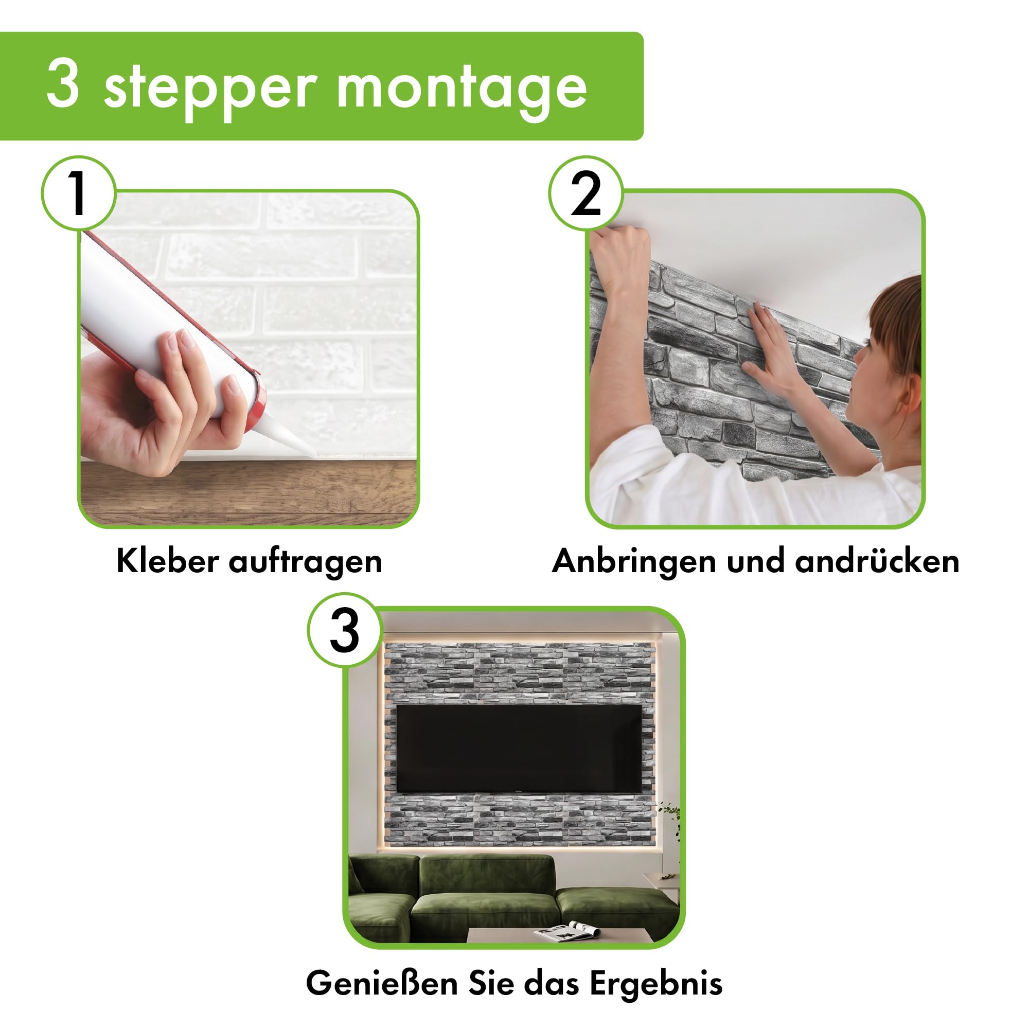 Grace Baltic - 4,9 m²/10 Stück Beste Qualität 3D Wandpaneele Wandverkleidung PVC-Verkleidung Wanddeko Wandtattoos elastisch 1mm Stärke
