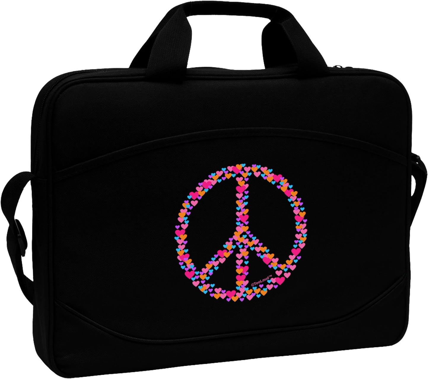 TooLoud Peace Sign Hearts 15" Dark Laptop/Tablet Case Bag