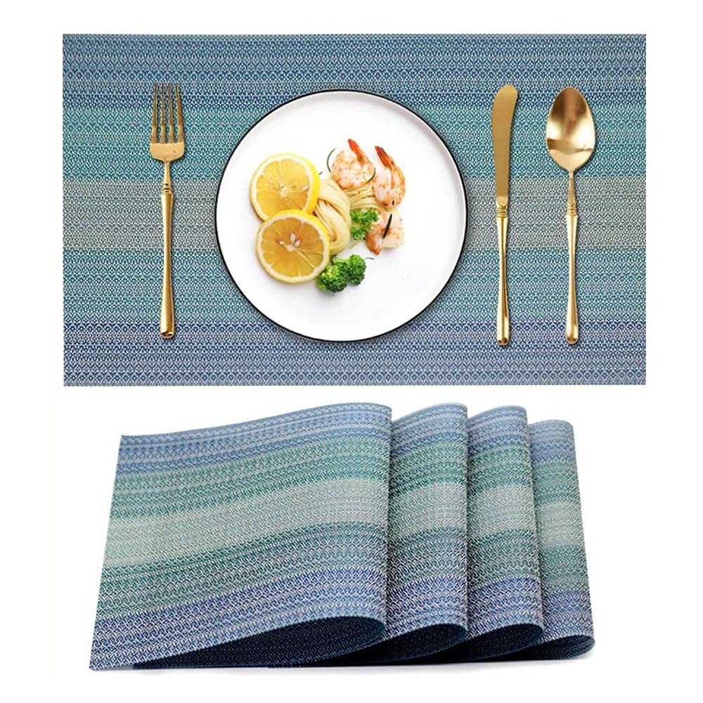 ZUIAI Table Mat 4-Piece Set PVC Heat-Resistant Non-Slip Cross-Woven Placemat Suitable for Dining Table Picnic Outdoor