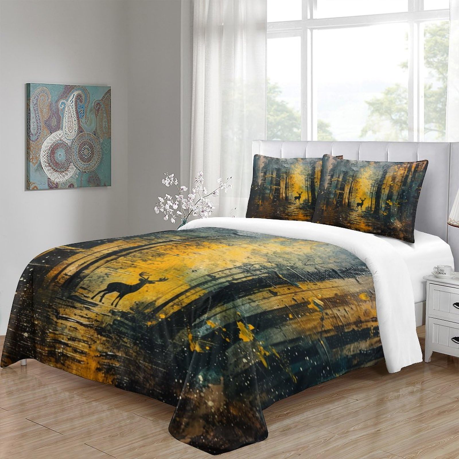 Stampato in 3D Pronipote tibetano Copertina Stampata Microfibra Disegnata Biancheria Da Letto Stile Morbido Con 2 Federe,Double（200x200cm）, Per Adolescenti E Adulti