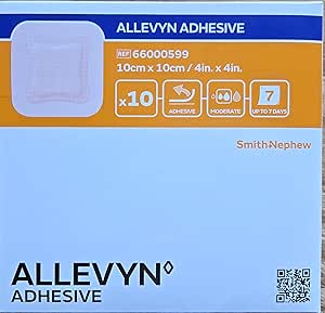 Allevyn Classic Apósito adhesivo, 10 cm x 10 cm, paquete de 10