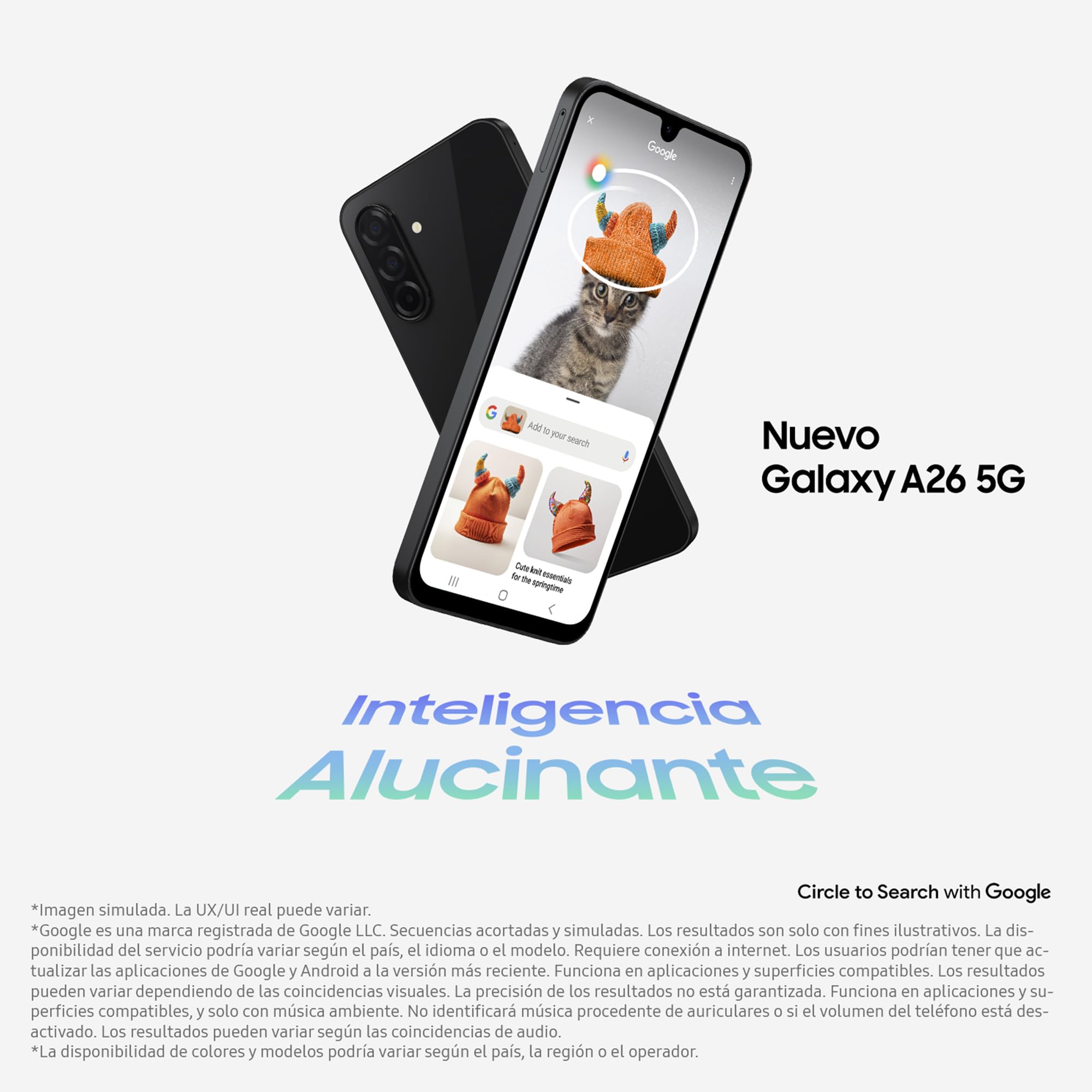 Samsung Galaxy A26 5G 256GB Teléfono Móvil, Inteligencia Alucinante, 6GB RAM, 50MP Cámara, Negro, Garantía del Fabricante 3 Años + 1 Año Extra