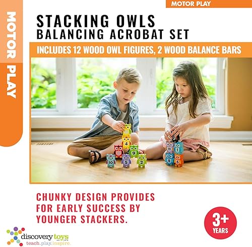 Miniatura 4 de Discovery Toys Juego de acróbatas de equilibrio de madera de búhos apilables | Aprendizaje impulsado por niños | Juguete STEM para el desarrollo de