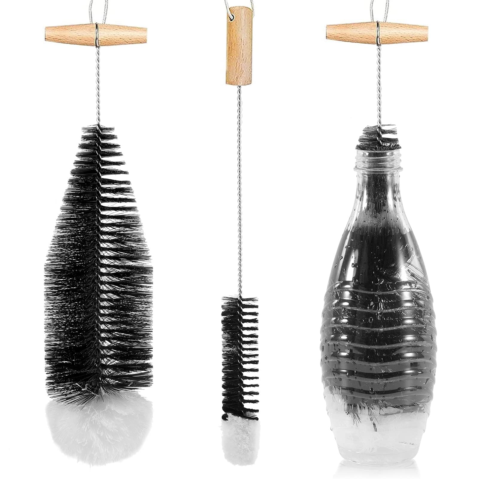 Wangcl Black Bottle Brush For Sodastream Glass Bottles Scratch-Free Cleaning Bottle Cleaner For Glass Carafe 0.6 Litres Soda Bottles Drinking Bottles(Pack Of 2