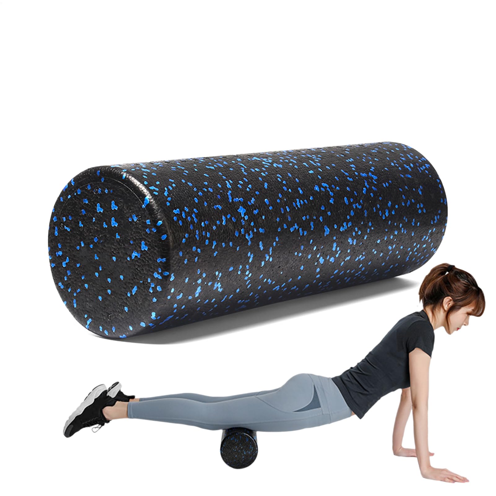 Rodillos de espuma para piernas traseras, ligeros y , rodillo de ejercicio de 5,91 pulgadas, para pilates, fitness, masaje para alivio de recuperación muscular, color azul y negro