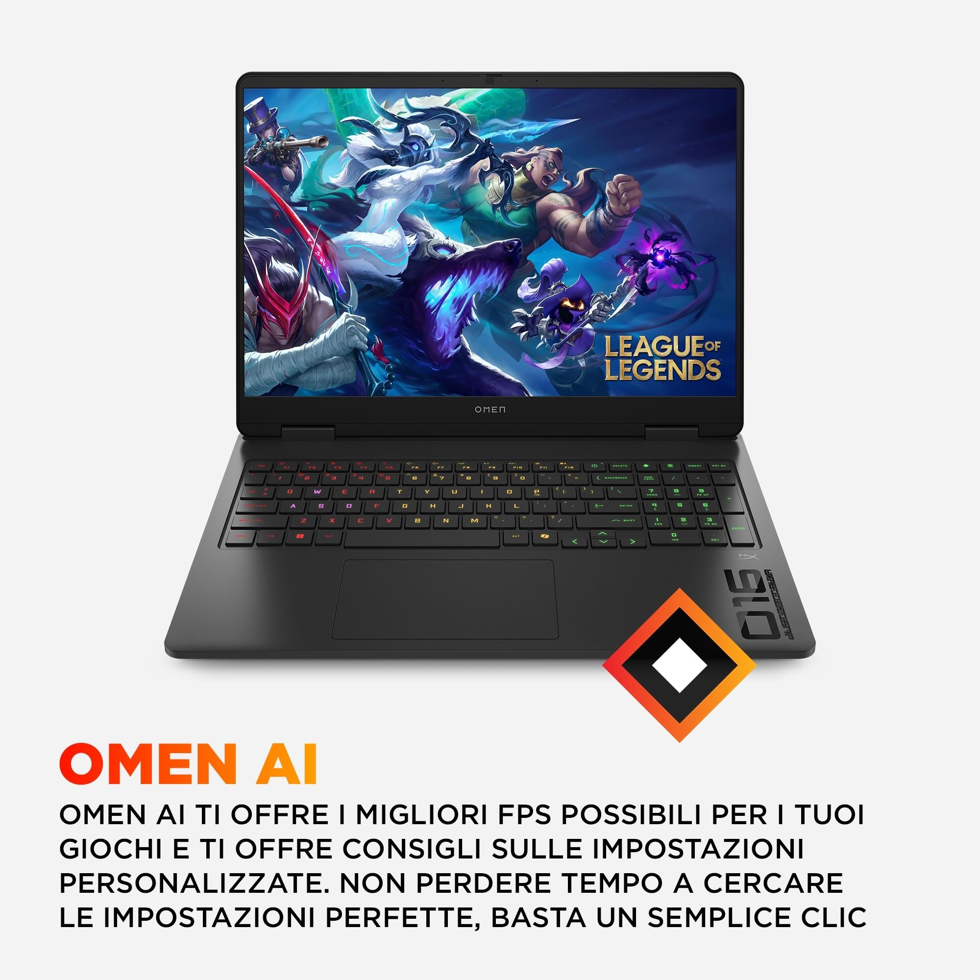 HP OMEN 16", Intel Core Ultra 7, 32GB, 1TB SSD, 2K 240 Hz, NVIDIA RTX 5060 | FreeDOS, Notebook HP 16-am0011sl, Per Gamer, Cretaor e Streamer, 500 Nits, Tastiera Italiana, RGB, Portatile, QWERTY, Nero
