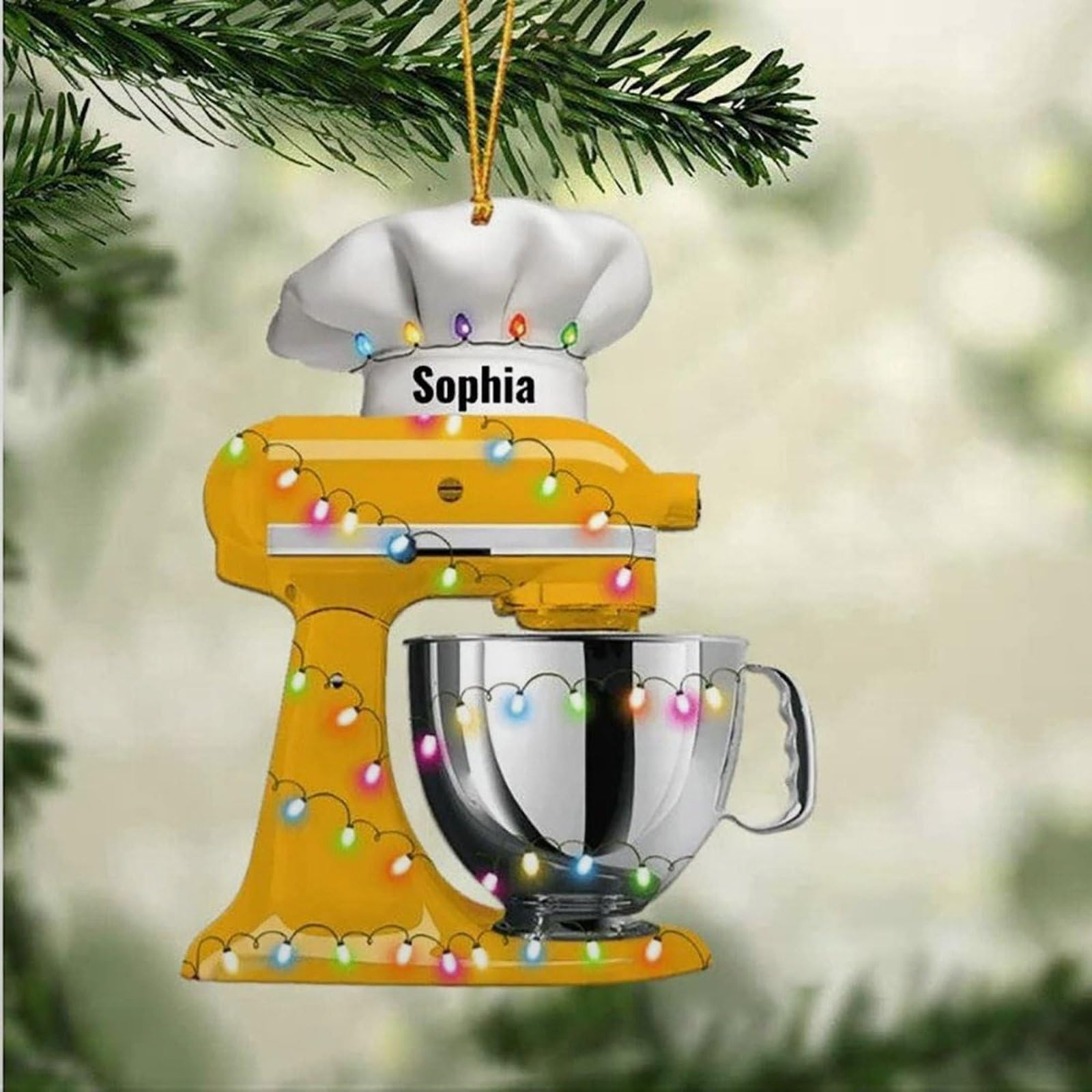 Luckluccy Style-4 Personalized Baking Mixer Lights Christmas Ornament Gift,Baking Ornament,Baking Christmas Ornaments,Baker Ornament Tree Hanging Décor