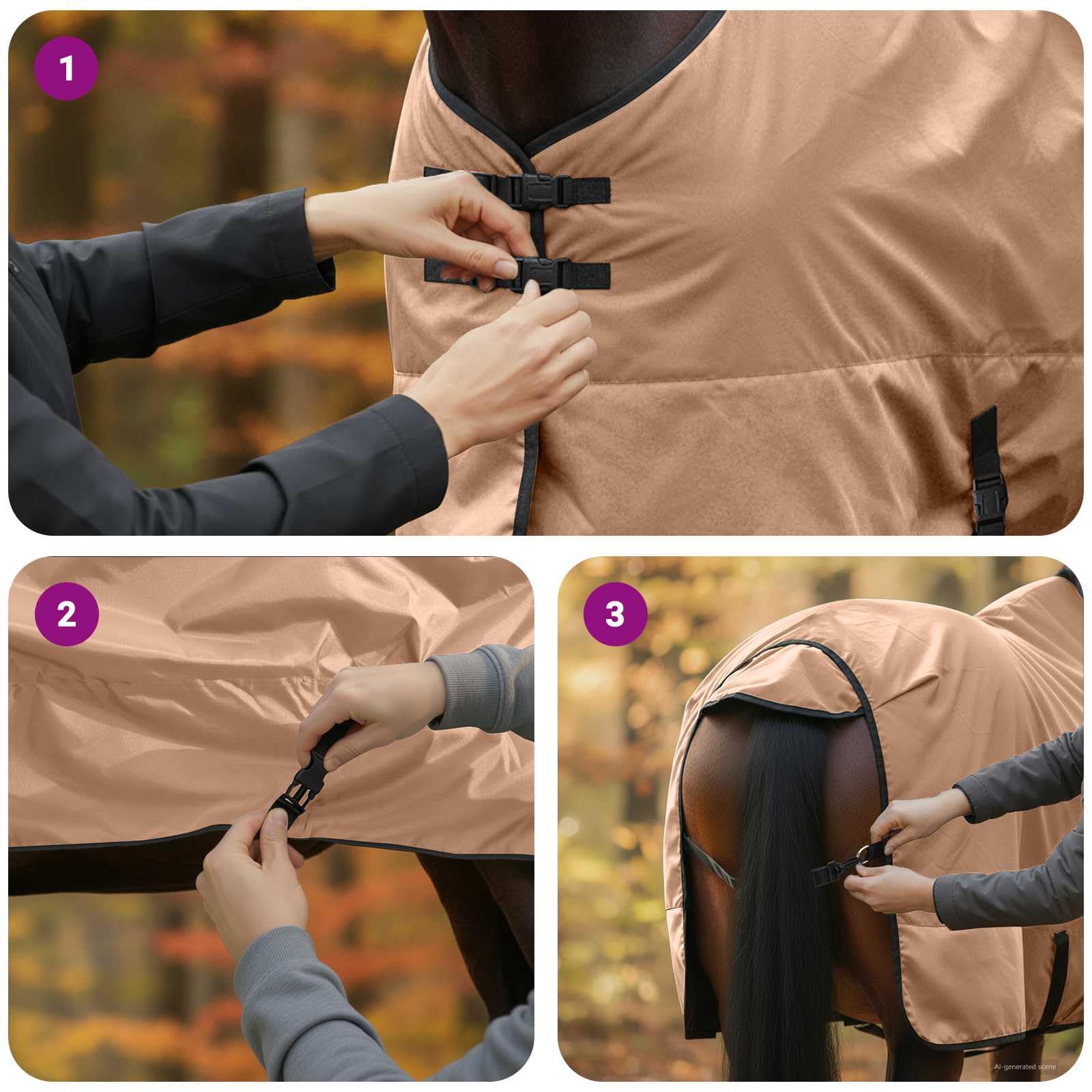 Manta para caballos verde oscuro y negro de poliéster, impermeable, transpirable, para pastos y establos, con cierre ajustable, protección impermeable para equitación y como manta de