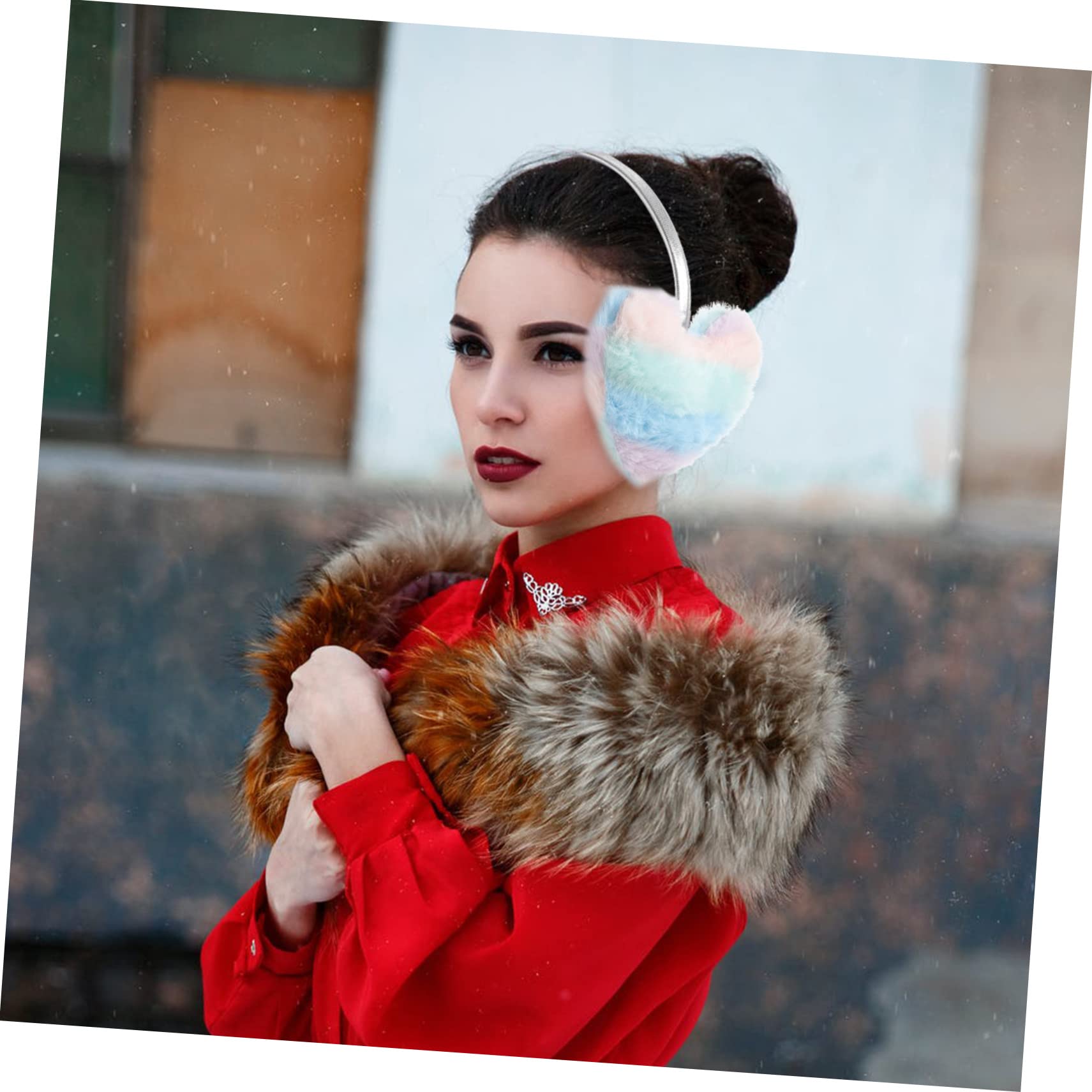 GALPADA 5piezas Orejeras De Invierno De Piel De Oso Para Mujeres Calentadores De Oídos De Diseño Corazón Protector Térmico y Resistente Al Frío Para Actividades Al Aire y Uso Diario