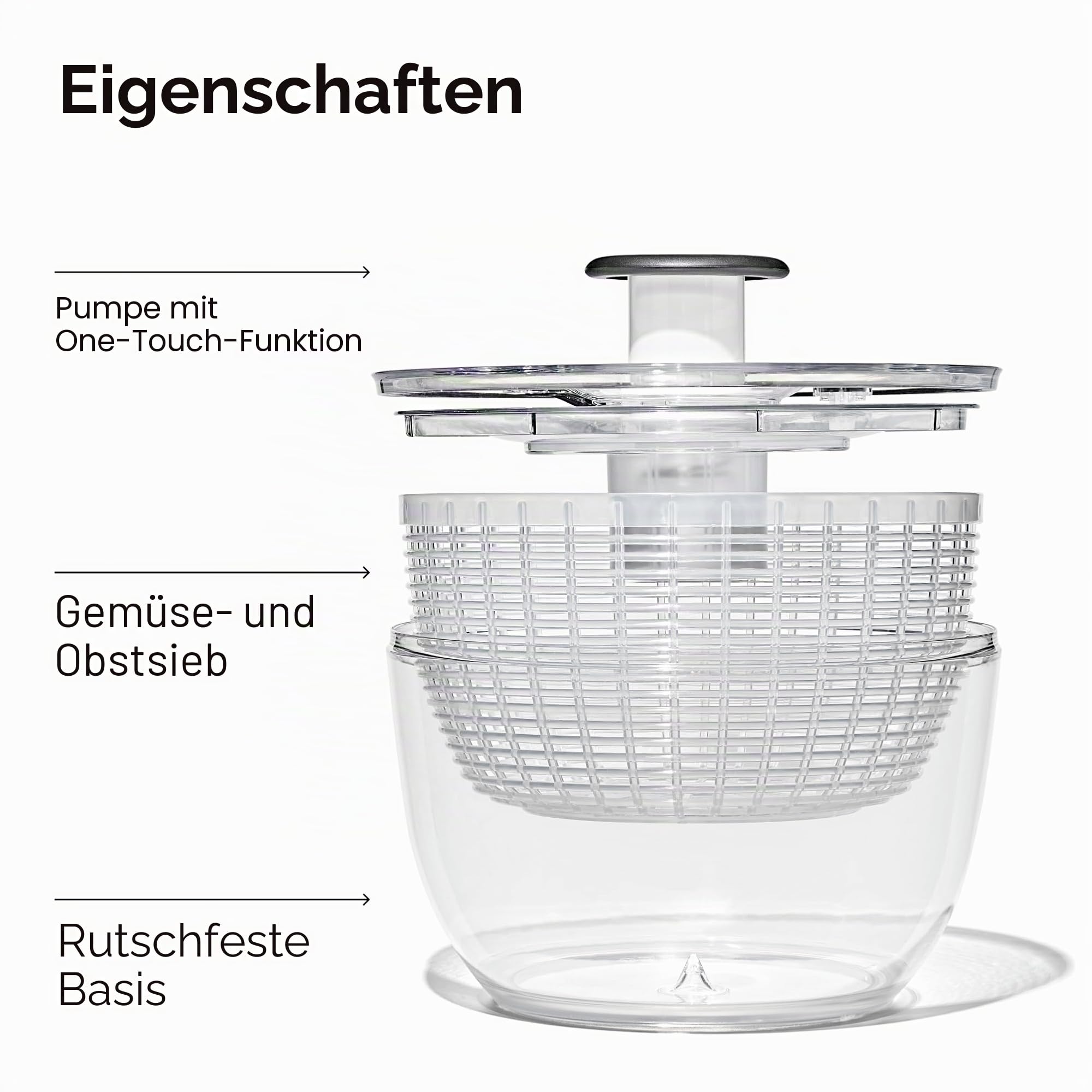 OXO Good Grips Salatschleuder 5,8L, Farblos, Größe