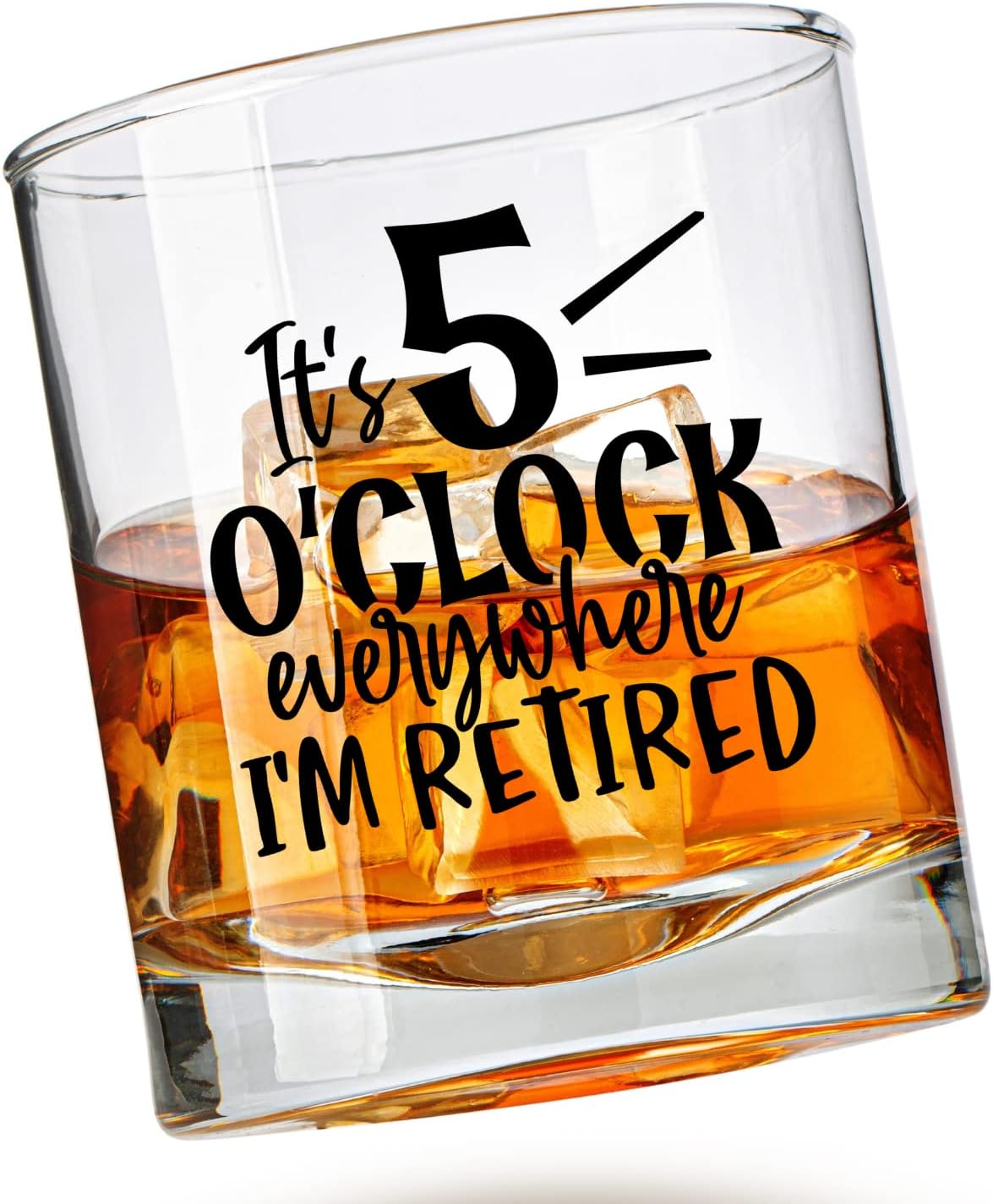 Its 5 O'Clock Everywhere Bouron Glass For Men - Retirement Gifts for Men - Funny Whiskey Glass Unique Retirement Gift For Dad, Grandpa, Friends, Family, And Coworkers - Fathers Day and Christmas Gift