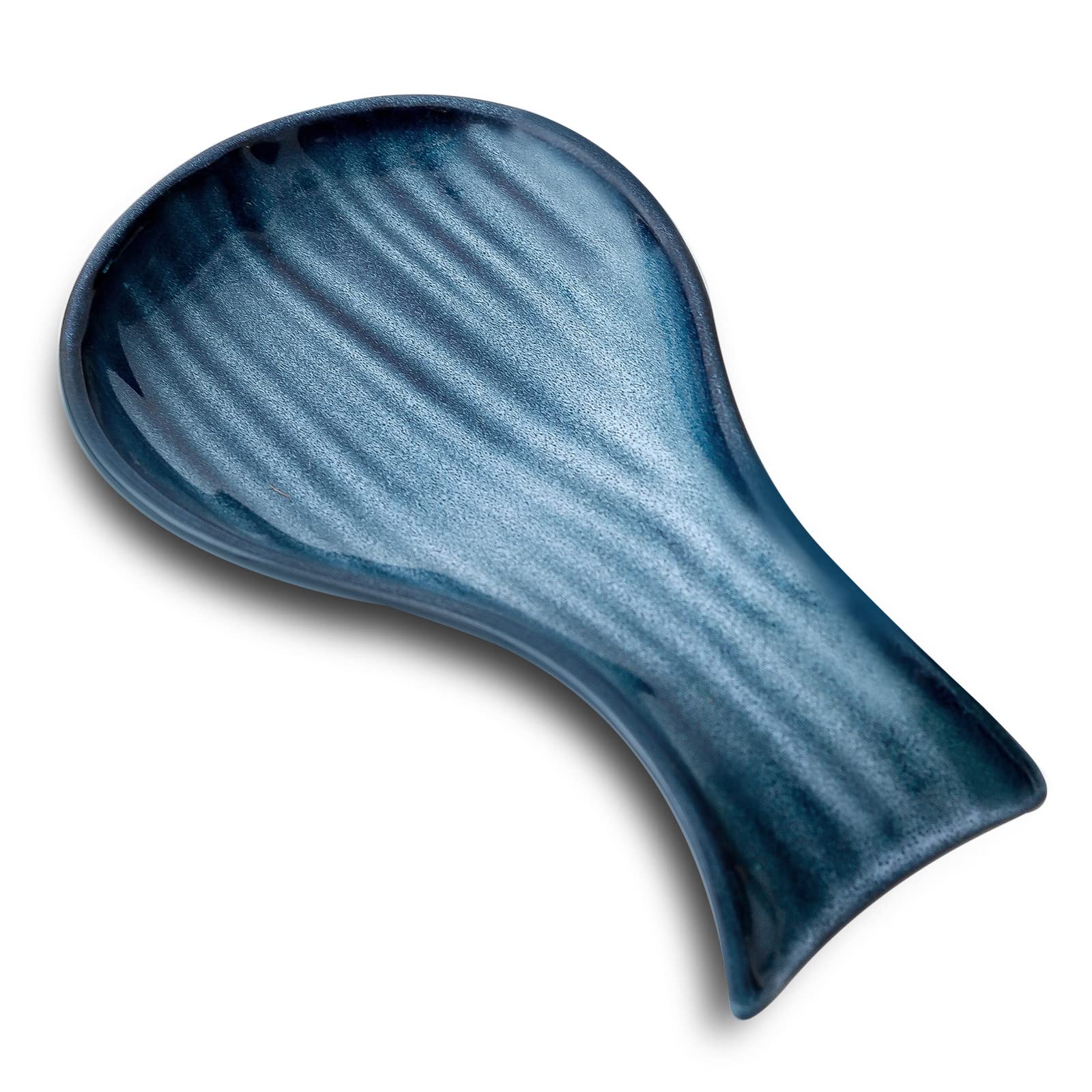 Spoon Rest for Kitchen Counter and Stove Top, Hasense Porcelain Spoon Holder for Ladle Spatula and Tong, Large Cooking Utensil Rest for Home Kitchen and Coffee Bar Decoration, Navy