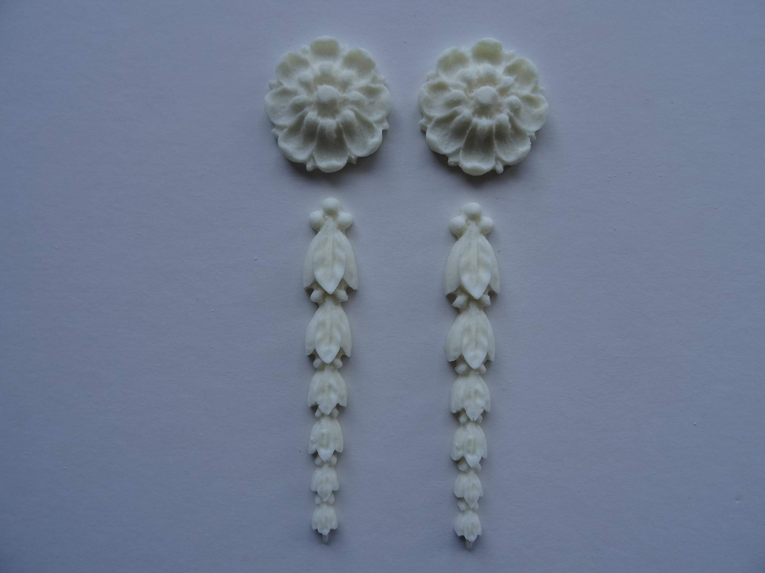 TDTRX Decorative Tudor Drops and Roses Pair Applique onlay Furniture Moulding