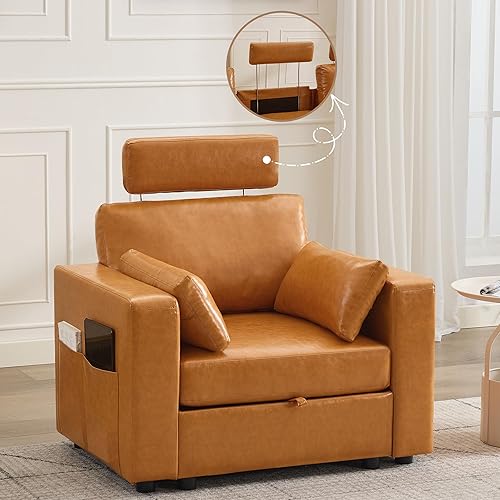 41.1" Accent Sofa Chair with Storage, Faux Leather Living Room