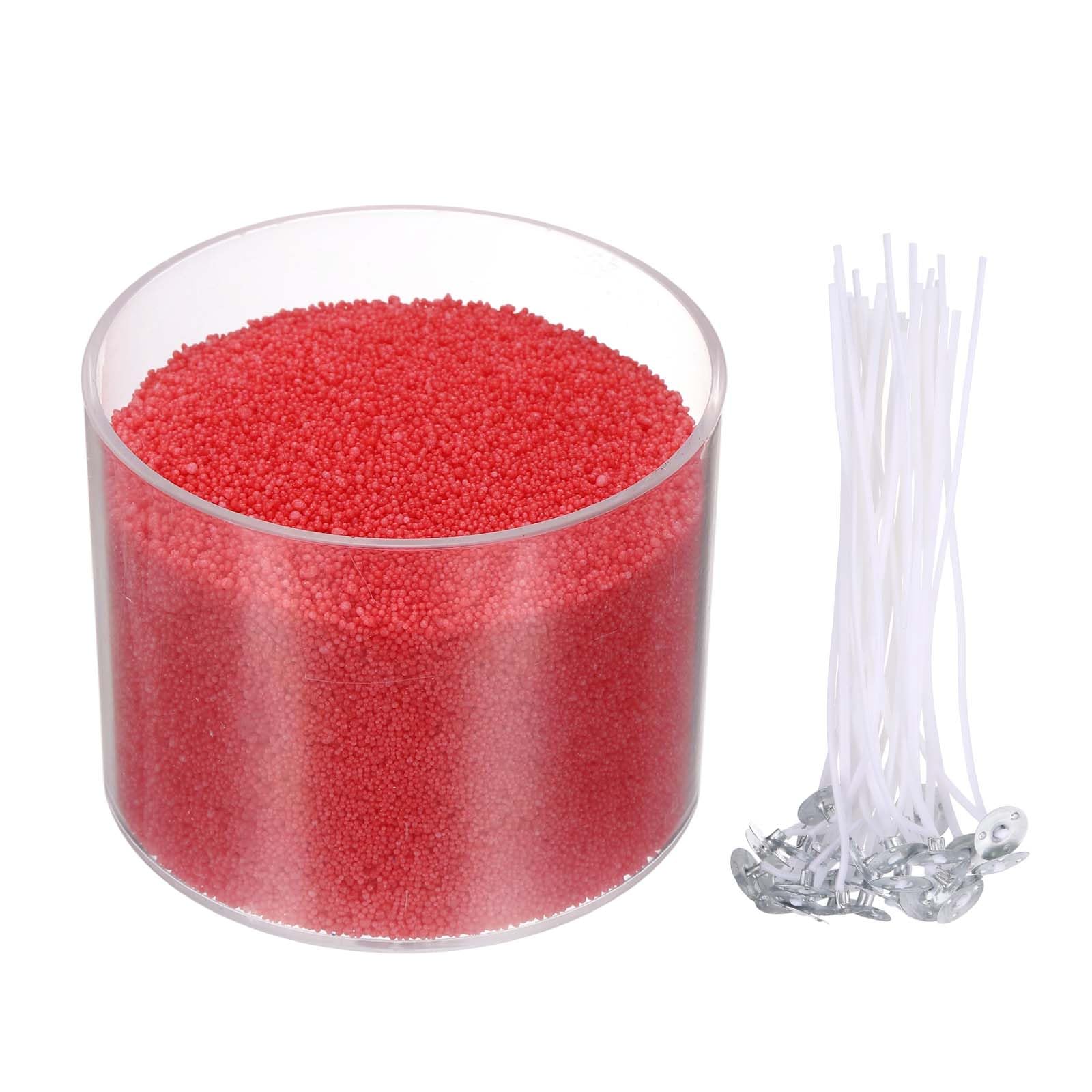 sourcing map Pearled Sand Candles with 30 Pcs Wicks 14Oz / 400g Candle Beads Refillable Powder Sand Wax Making Kit for Thanksgiving Christmas Wedding Party DIY Home Crafts, Red