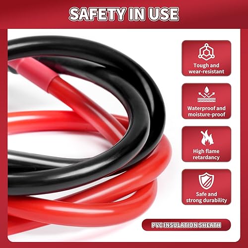 Miniatura 4 de XIOGZAXI Cable de batería de 4 AWG, 2 unidades, cables de batería de 11.8 pulgadas con terminales de anillo M6, cables marinos de cobre puro, cable