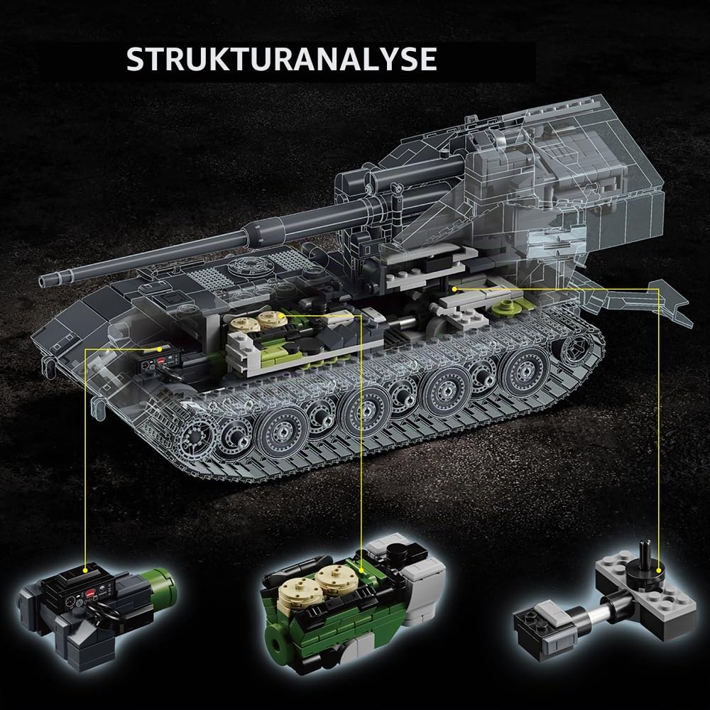 39157 Waffenstager E-100 Tank Baustein Set, 2036 Stück Militär 1:28 Skala Tank Modell Baustein Spielzeug, Raumdekoration oder Sammlung