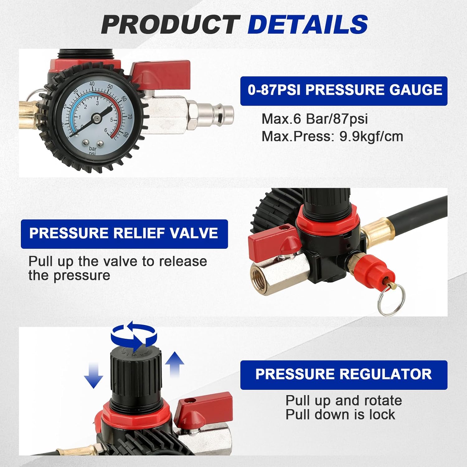 DASBET Turbo System Leakage Tester Kit, Turbo Boost Leak Tester Set with 4 Pairs of Stepped Adapters 1-3/8" to 3-1/2", Turbo Pressure Leakage Tester for Cooling Emissions Exhaust Pipes