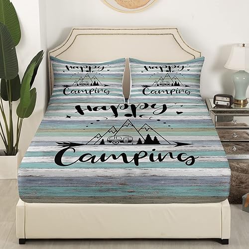 Miniatura 3 de Juego de ropa de cama para cámper, sábanas de cama de tamaño matrimonial, sábana bajera rústica para niños, adolescentes y adultos, juego de