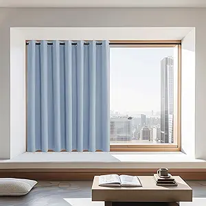 NICETOWN Blackout Curtains 72 inches Long, Grommet Privacy Window Treatment Thermal Insulated Room Darkening Sliding Glass Door Drape for Bedroom Living Room, 1 Panel, W100 x L72, Vintage Blue