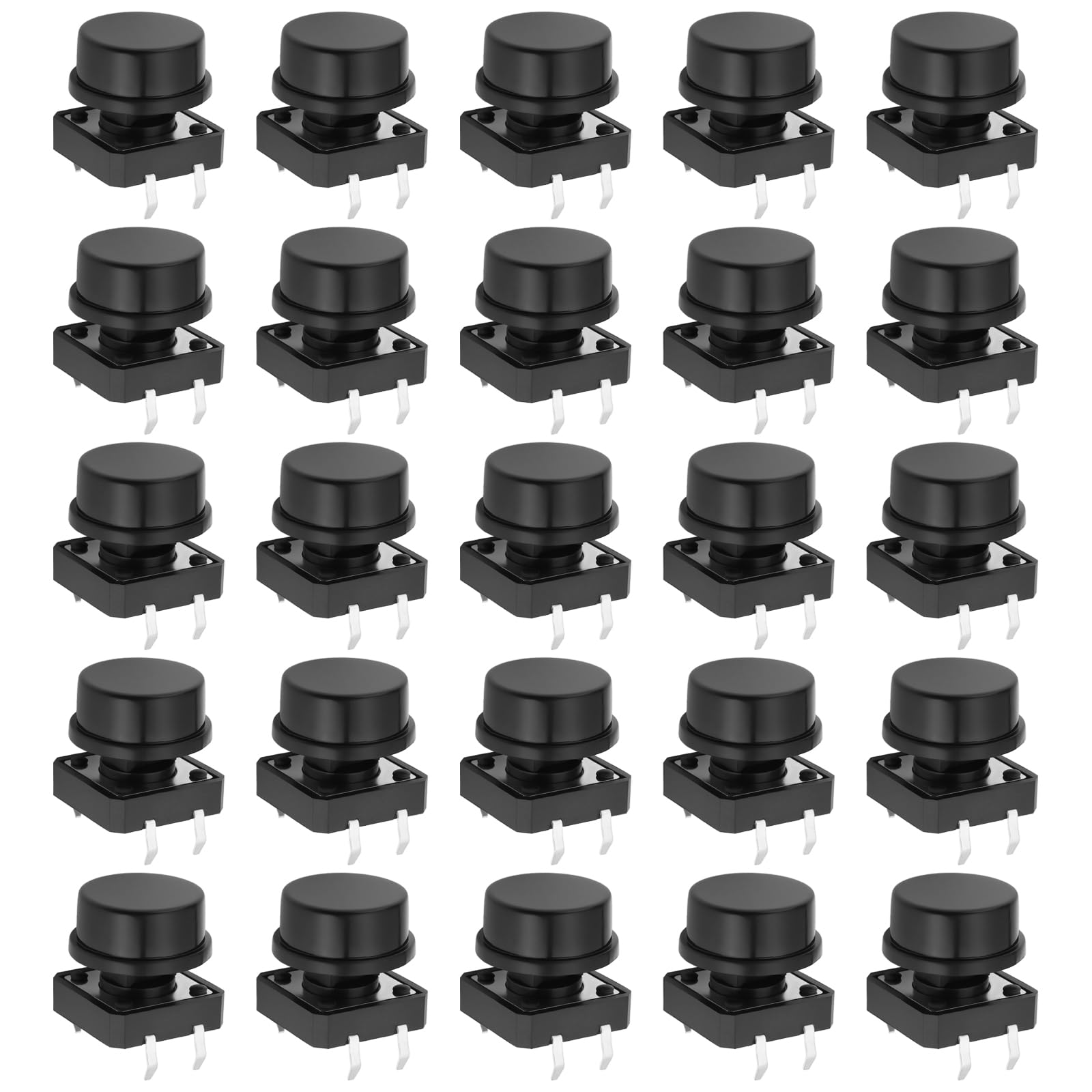 OTOTEC 25Pcs Micro Push Button Switches 4Pin Selfreset Push Button with Caps for Boats RVs Cars Electronics Small Appliances 12x12x7.3mm/13x8.1x5.8mm