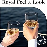 Vista 6 de Vivocci Vasos irrompibles de plástico Tritan de 12.5 onzas para whisky y doble estilo antiguo, base pesada con hendidura para el pulgar, ideal