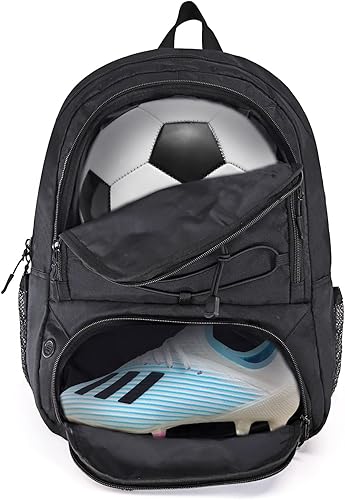 Miniatura 7 de WOLT - Mochila para balón de fútbol juvenil, bolsa deportiva con soporte para balón y compartimento para zapatos, para fútbol, fútbol americano,