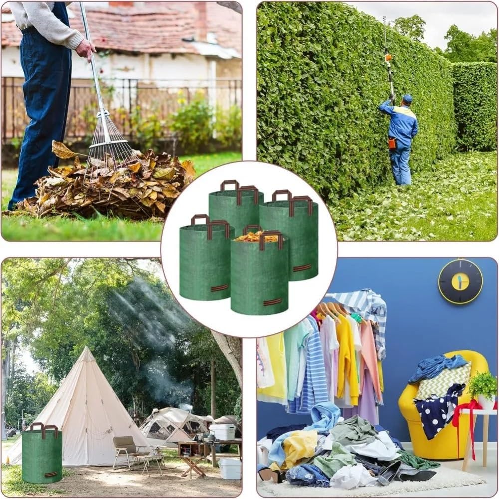 Sacos de Jardin Bolsa Jardin Bote de Basura de Gran Capacidad,Bolsa de Almacenamiento para automóvil,Bolsa de jardinería Reutilizable 60L,Bolsa de Almacenamiento para Maletero(4pcs)