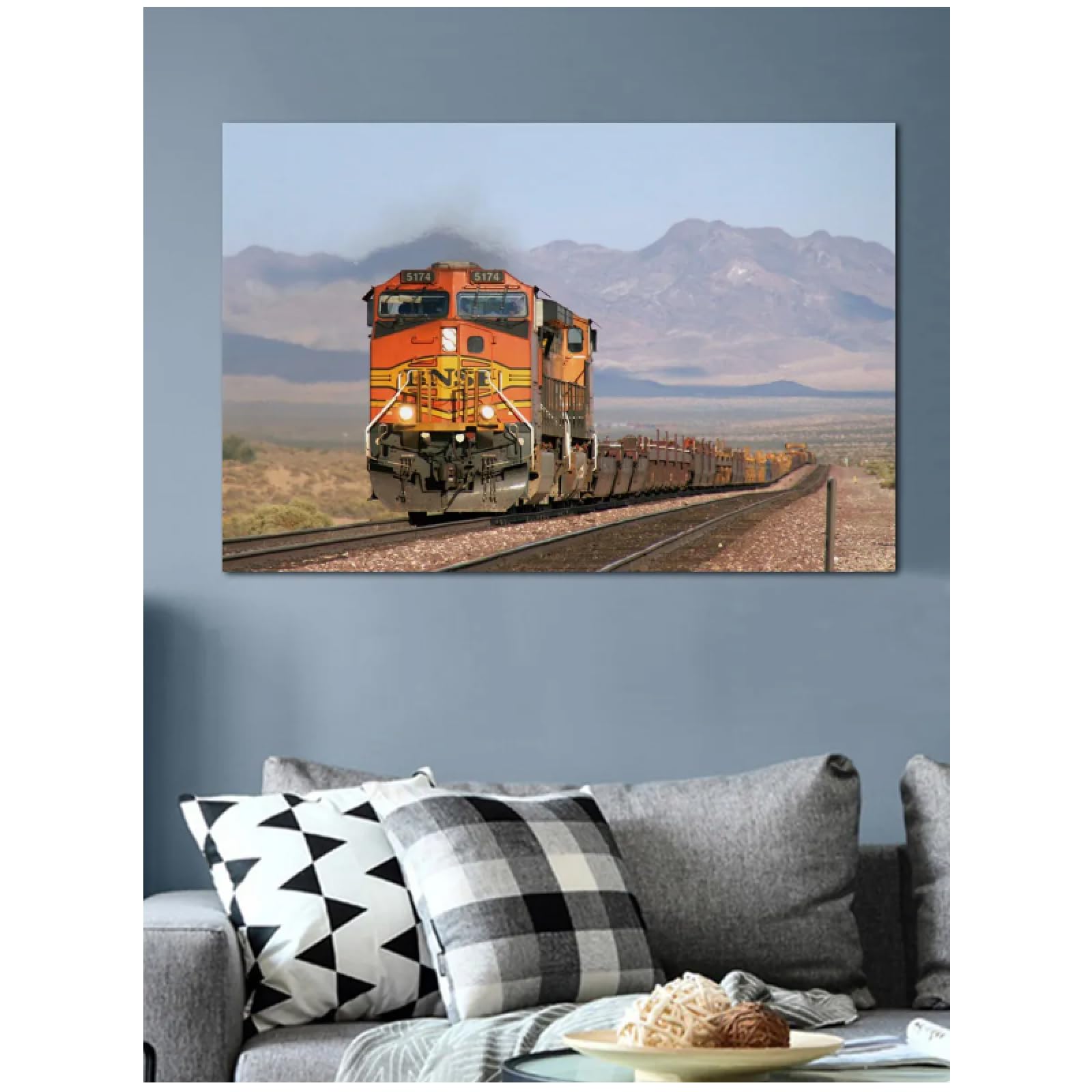 Amazon.co.jp: BAIQIAOLIYI キャンバス絵画ディーゼル機関車列車の谷の