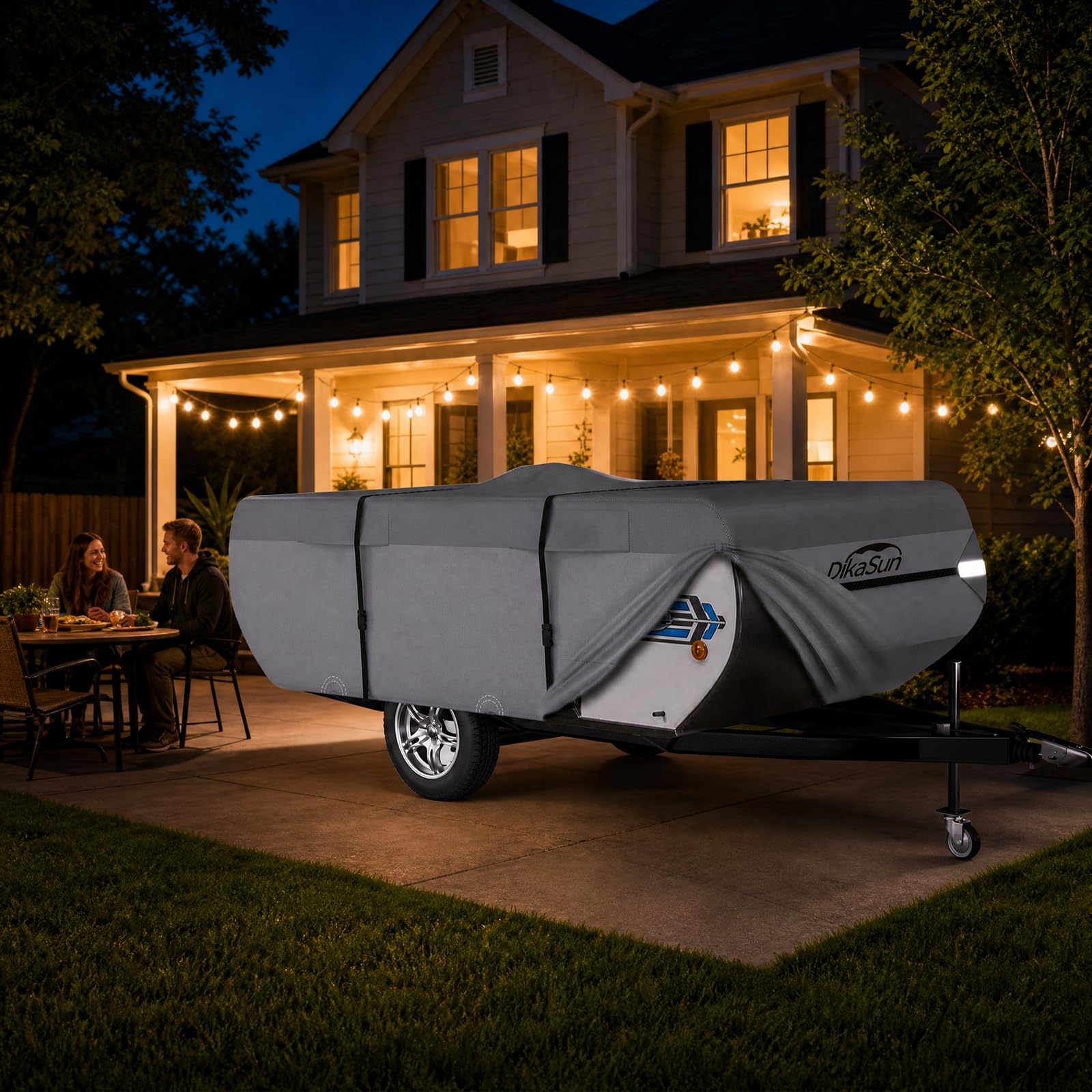 DikaSun Pop Up Camper Cover 8'-10', Upgraded 9-Layers Top Waterproof Pop-up Tent Trailer Cover Anti-UV Folding Camper RV Cover for Motor Home Winter Snow Protection : Everything Else