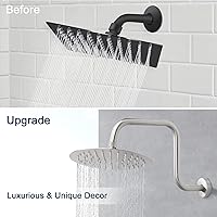 Vista 6 de NearMoon Brazo de extensión de ducha en forma de S con brida, tubo extensor de cabezal de ducha de altura alta de acero inoxidable, extensión