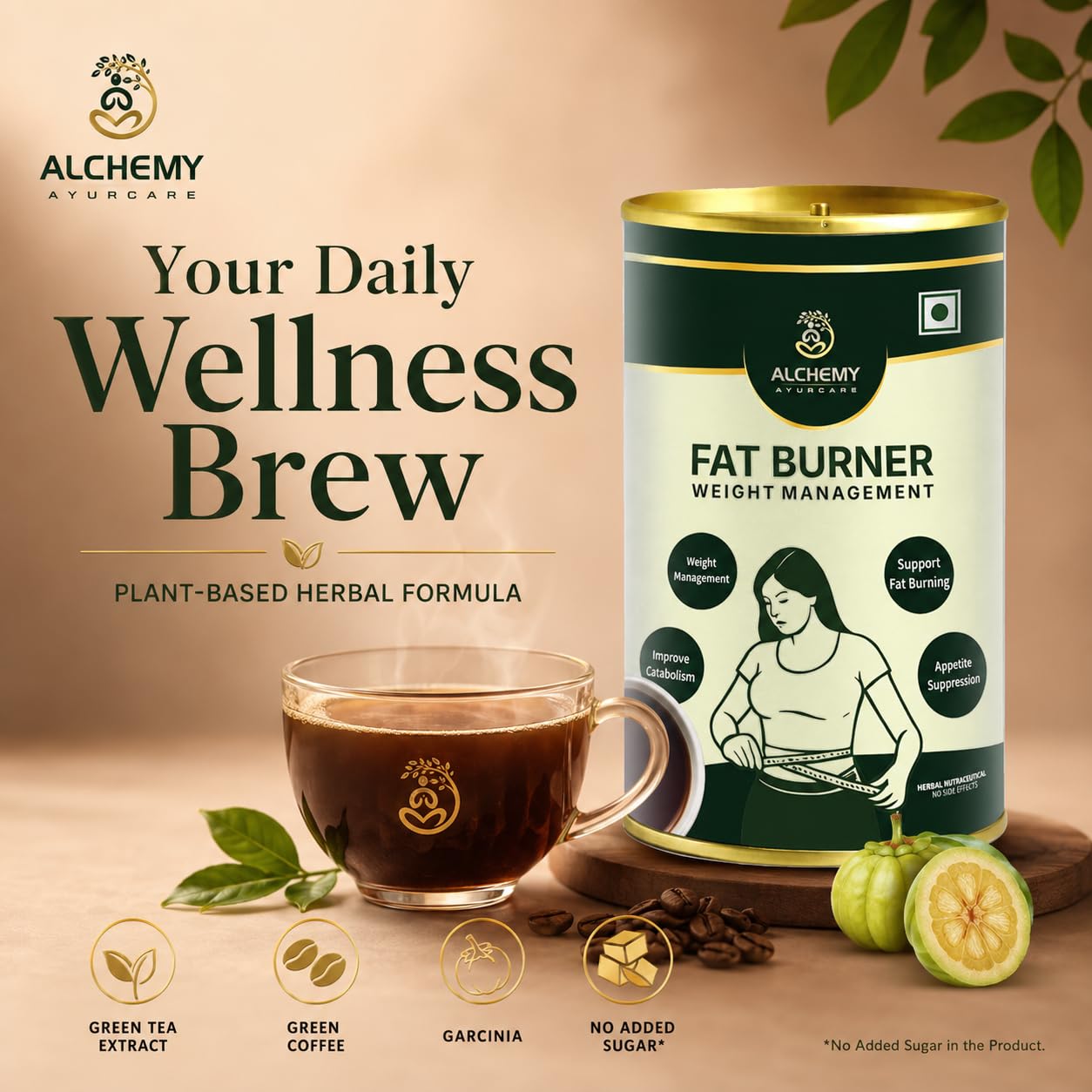 Fat Burner Kawa For Men & Women– Herbal Blend of Green Tea, Green Coffee & Garcinia – Natural Weight Loss & Metabolism Booster – Supports Detox & Fat Burning (250 gm) — Amazon image 2