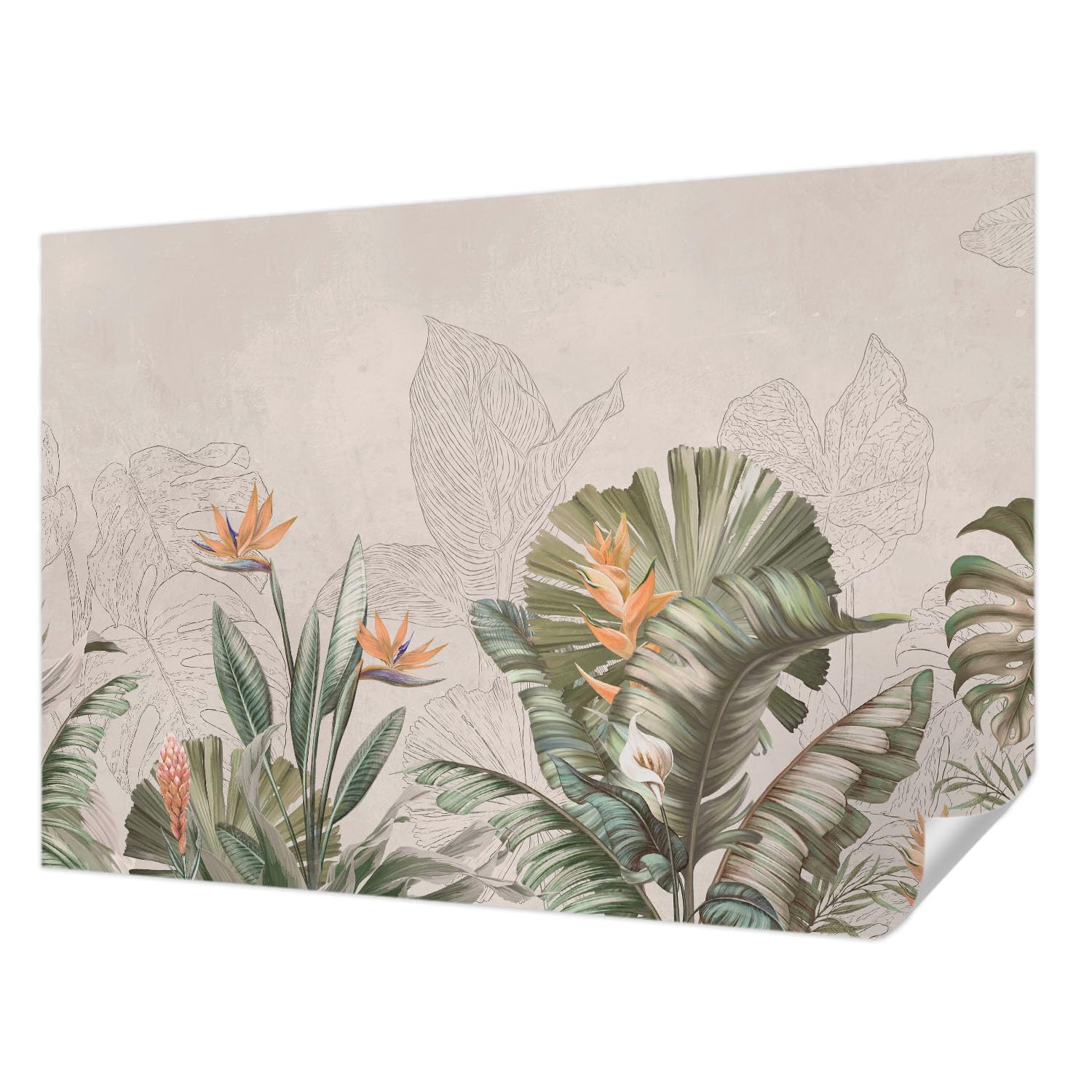 Papier peint fleurs tropicales en impression haute qualité pour intérieur élégant