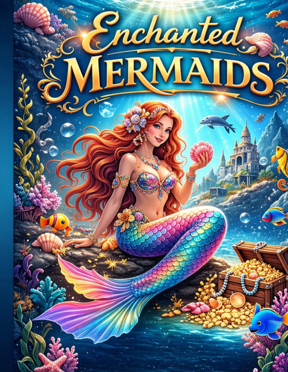 Enchanted Mermaids: An Elegant Fantasy Coloring Book