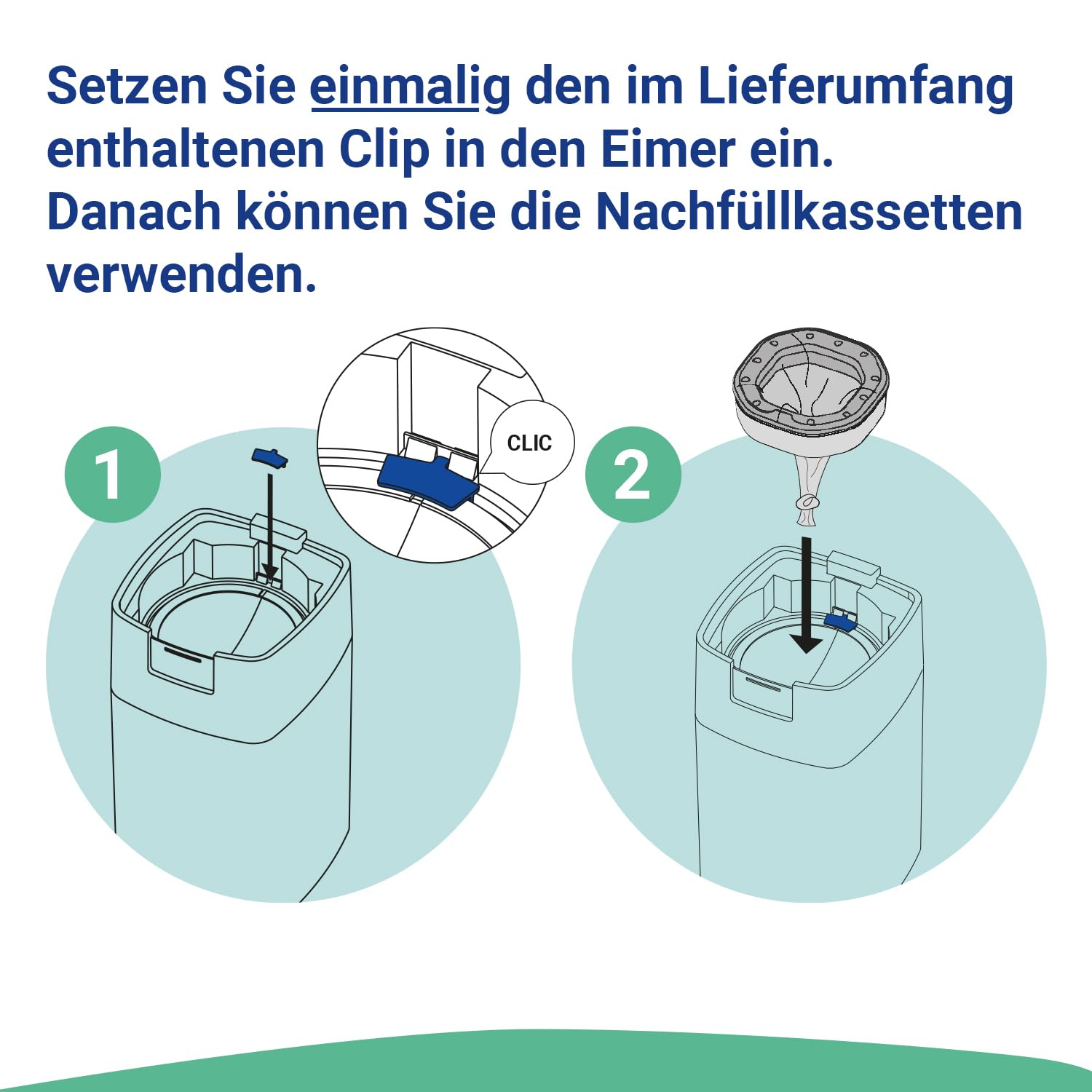 Set OdourSeal Nachfüllkassetten & Clip kompatibel mit Spross Windeleimer und Littycat Katzenstreu-Eimer