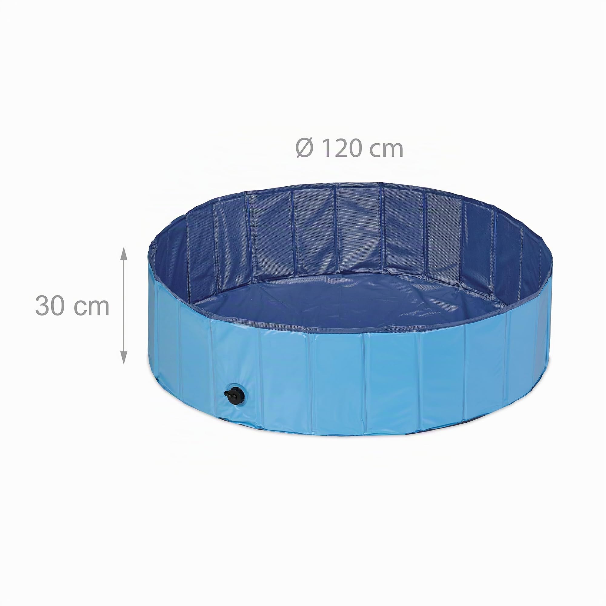 Relaxdays Piscine pour Chien, avec Valve, Pliable, 30 x 120 cm, pour rafraîchir Votre Animal, PVC & MDF, Bleu